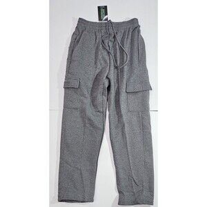 NWT Original Deluxe Mens Fleece Cargo Joggers Sweatpants Gray Size L HK93295